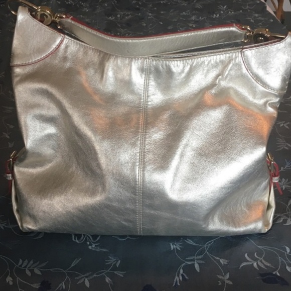 Dooney & Burke Silver Leather Hobo Bag - Picture 6 of 6